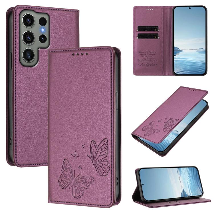 Robusta custodia per telefono in ecopelle con doppia protezione RFID a farfalla e magnete., For Galaxy S23 FE 5G, For Galaxy S23 Ultra 5G