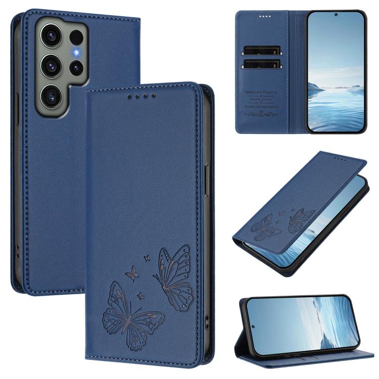 Robusta custodia per telefono in ecopelle con doppia protezione RFID a farfalla e magnete., For Galaxy S23 FE 5G, For Galaxy S23 Ultra 5G