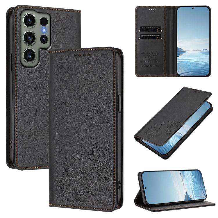 Robusta custodia per telefono in ecopelle con doppia protezione RFID a farfalla e magnete., For Galaxy S23 FE 5G, For Galaxy S23 Ultra 5G