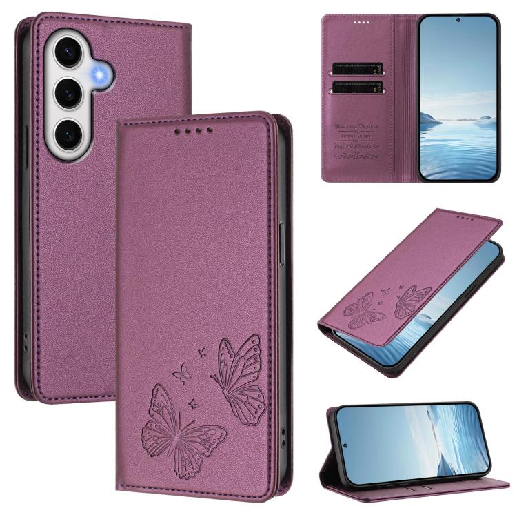 Robusta custodia per telefono in ecopelle con doppia protezione RFID a farfalla e magnete., For Galaxy S24 FE 5G, For Galaxy S24 Ultra 5G