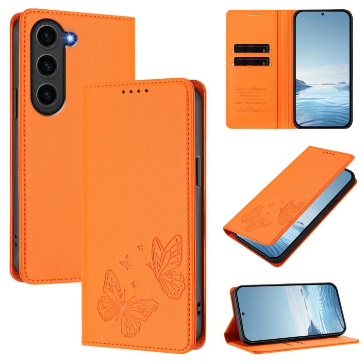 Robusta custodia per telefono in ecopelle con doppia protezione RFID a farfalla e magnete., For Galaxy S23+ 5G, For Galaxy S23 5G