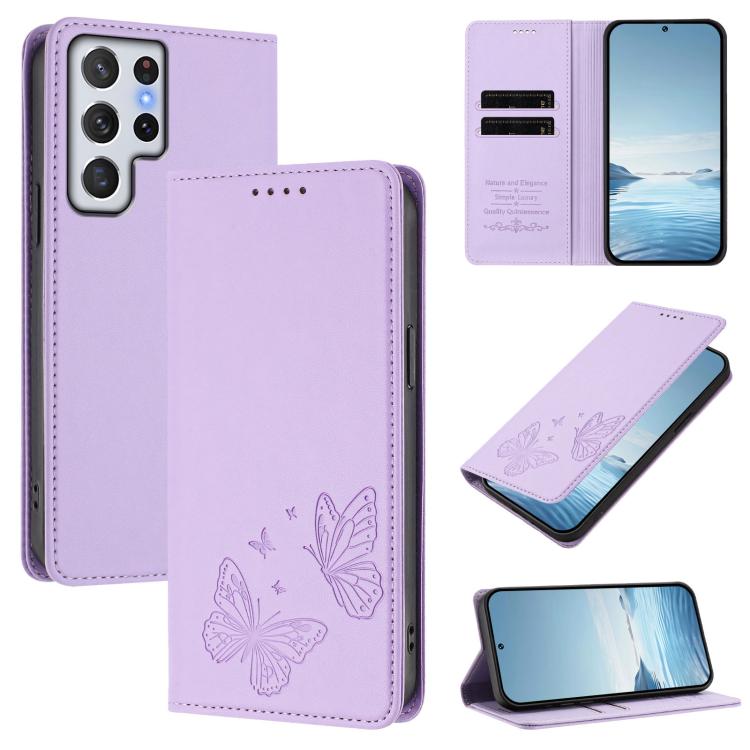 Robusta custodia per telefono in ecopelle con doppia protezione RFID a farfalla e magnete., For Samsung Galaxy S20 FE, For Galaxy S22 Ultra 5G
