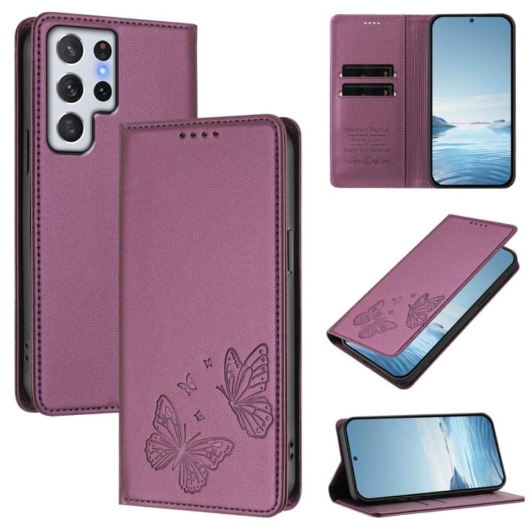 Robusta custodia per telefono in ecopelle con doppia protezione RFID a farfalla e magnete., For Samsung Galaxy S20 FE, For Galaxy S22 Ultra 5G