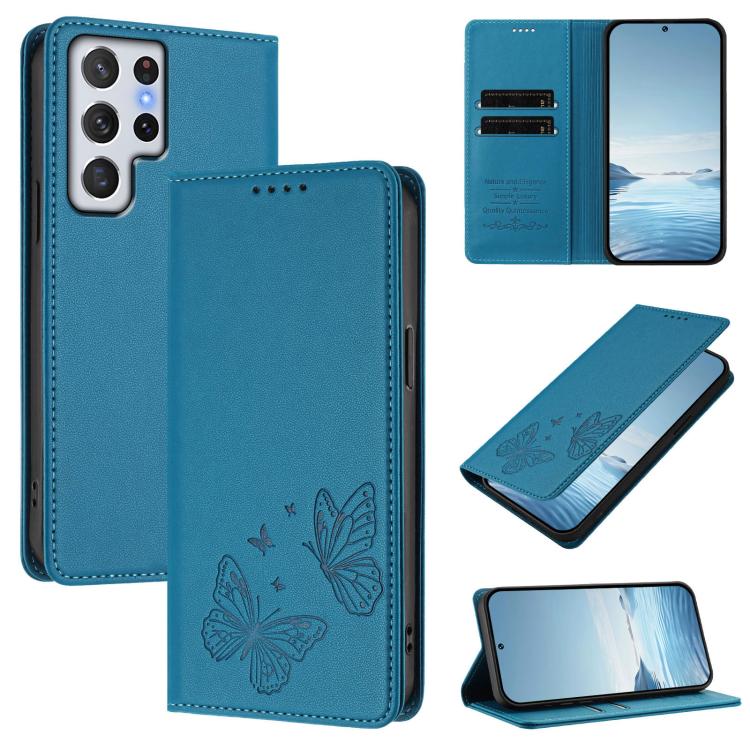 Robusta custodia per telefono in ecopelle con doppia protezione RFID a farfalla e magnete., For Samsung Galaxy S20 FE, For Galaxy S22 Ultra 5G