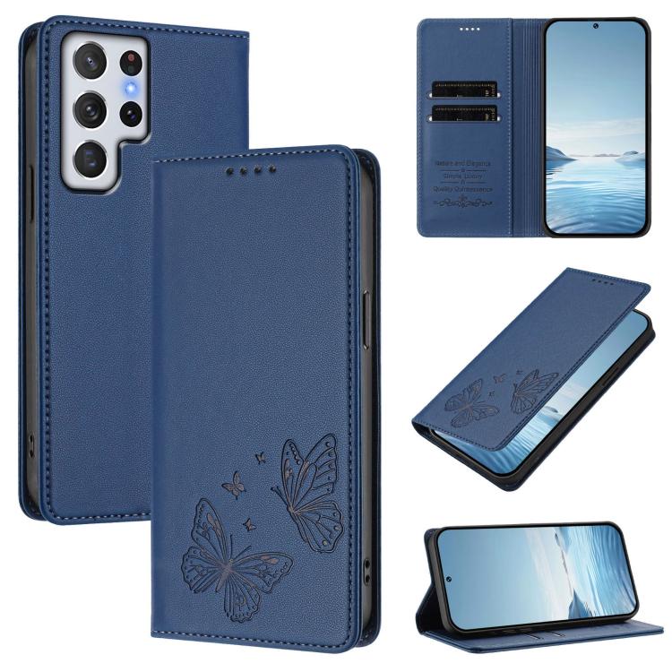 Robusta custodia per telefono in ecopelle con doppia protezione RFID a farfalla e magnete., For Samsung Galaxy S20 FE, For Galaxy S22 Ultra 5G
