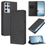 Robusta custodia per telefono in ecopelle con doppia protezione RFID a farfalla e magnete., For Galaxy S21 Ultra 5G, For Galaxy Note20 Ultra