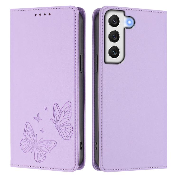 Robusta custodia per telefono in ecopelle con doppia protezione RFID a farfalla e magnete., For Galaxy S21 5G, For Galaxy S21+ 5G
