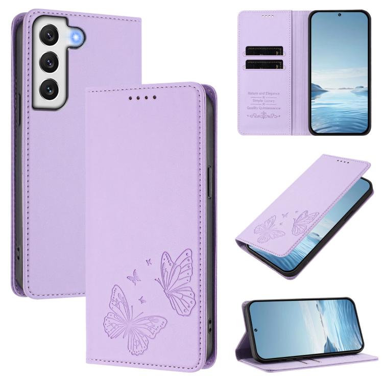 Robusta custodia per telefono in ecopelle con doppia protezione RFID a farfalla e magnete., For Galaxy S21 5G, For Galaxy S21+ 5G