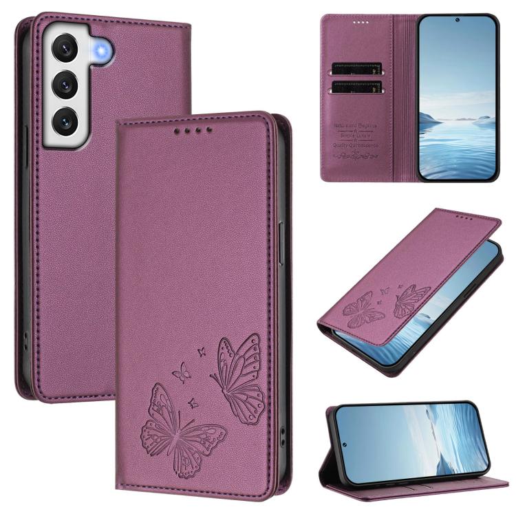 Robusta custodia per telefono in ecopelle con doppia protezione RFID a farfalla e magnete., For Galaxy S21 5G, For Galaxy S21+ 5G