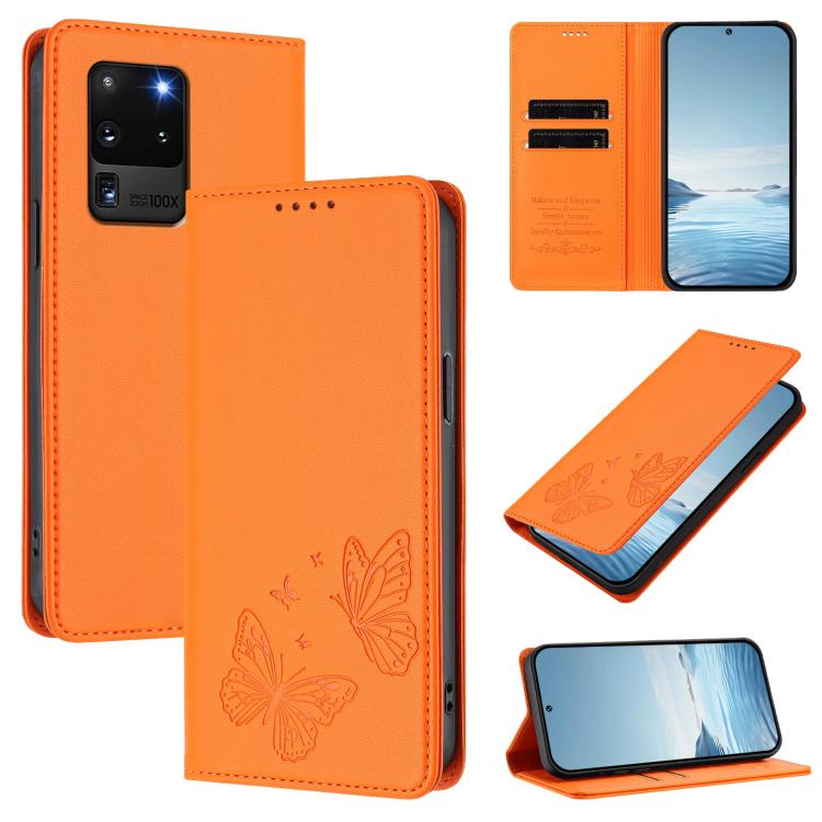 Robusta custodia per telefono in ecopelle con doppia protezione RFID a farfalla e magnete., For Galaxy Note20, For Galaxy S20 Ultra
