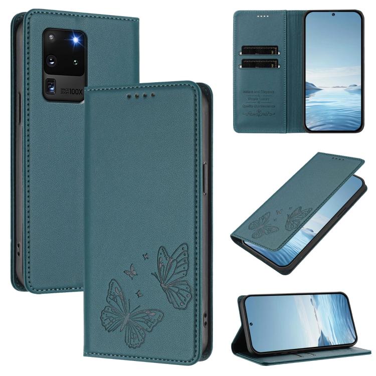 Robusta custodia per telefono in ecopelle con doppia protezione RFID a farfalla e magnete., For Galaxy Note20, For Galaxy S20 Ultra