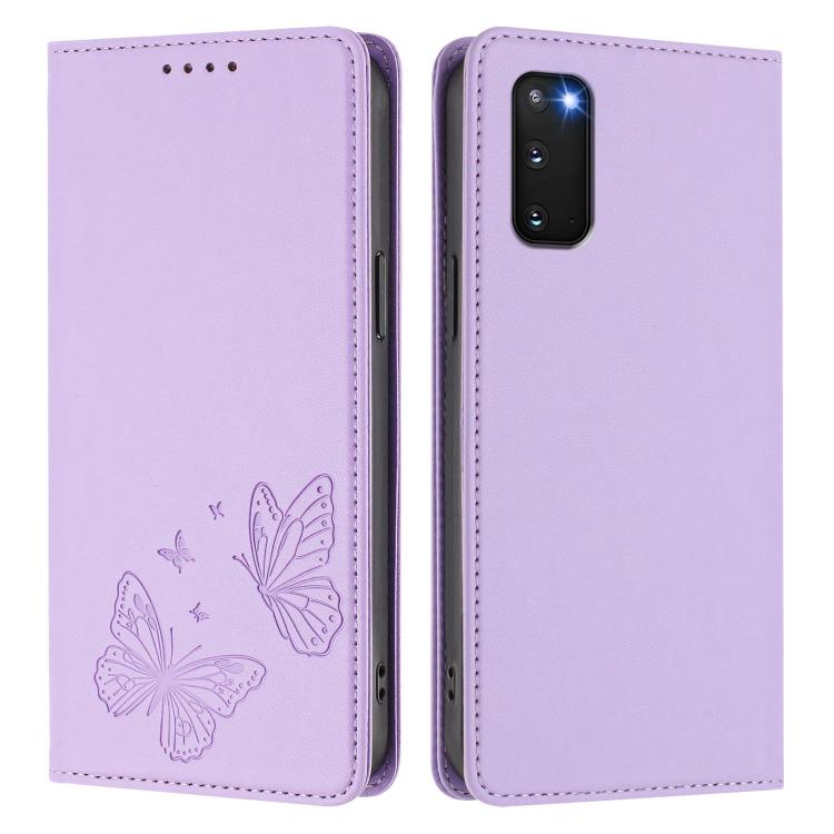 Robusta custodia per telefono in ecopelle con doppia protezione RFID a farfalla e magnete., For Galaxy S20
