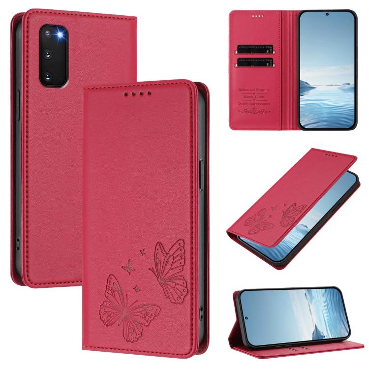 Robusta custodia per telefono in ecopelle con doppia protezione RFID a farfalla e magnete., For Samsung Galaxy S20 FE, For Galaxy S22 Ultra 5G
