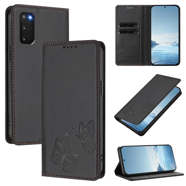 Robusta custodia per telefono in ecopelle con doppia protezione RFID a farfalla e magnete., For Samsung Galaxy S20 FE, For Galaxy S22 Ultra 5G