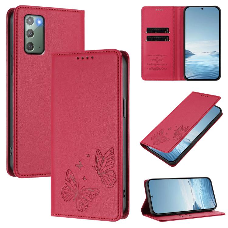 Robusta custodia per telefono in ecopelle con doppia protezione RFID a farfalla e magnete., For Galaxy Note20, For Galaxy S20 Ultra