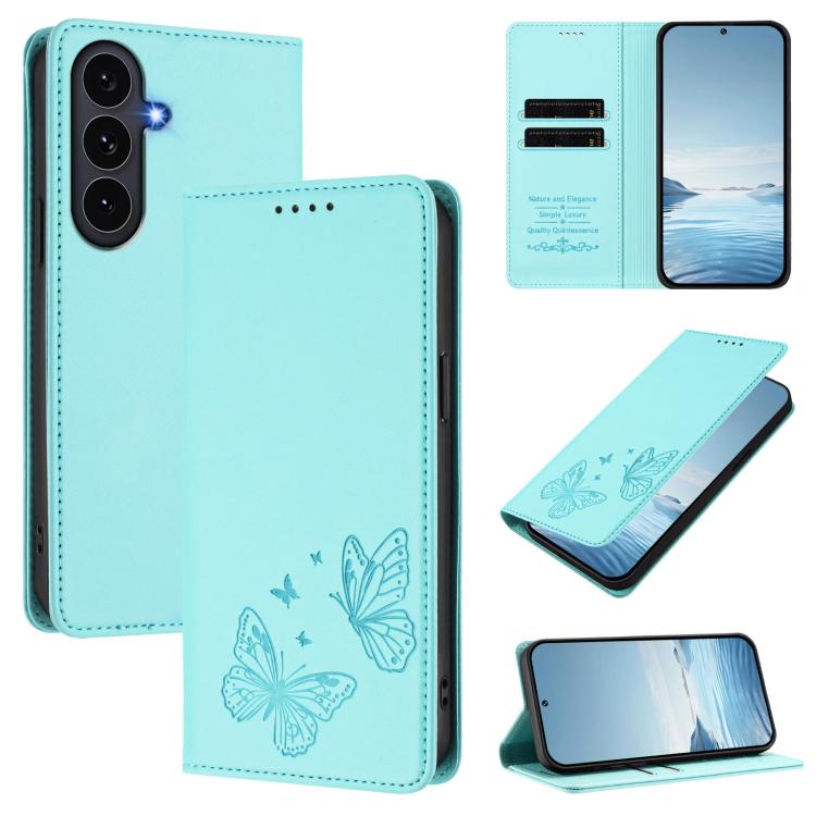 Robusta custodia per telefono in ecopelle con doppia protezione RFID a farfalla e magnete., For Galaxy S26 FE 5G, For Galaxy S26+ 5G