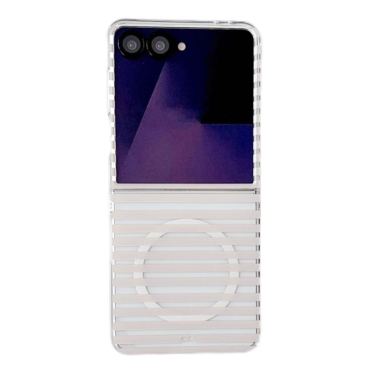 Custodia magnetica per telefono in PC opaco a righe, For Samsung Galaxy Z Flip7 FE / Flip6, For Samsung Galaxy Z Flip7 5G, For Samsung Galaxy Z Flip5 5G