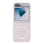 Custodia magnetica per telefono in PC opaco a righe, For Samsung Galaxy Z Flip7 FE / Flip6, For Samsung Galaxy Z Flip7 5G, For Samsung Galaxy Z Flip5 5G