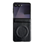 Custodia per telefono con asse magnetico integrato e texture Crazy Horse, dotata di anello magnetico., For Samsung Galaxy Z Flip7