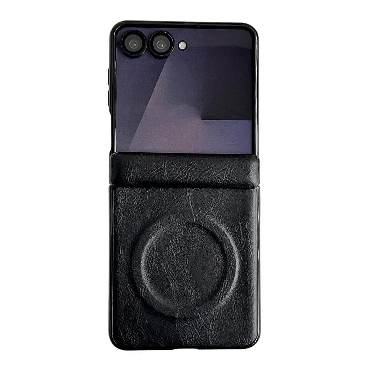 Custodia per telefono con asse magnetico integrato e texture Crazy Horse, dotata di anello magnetico., For Samsung Galaxy Z Flip7