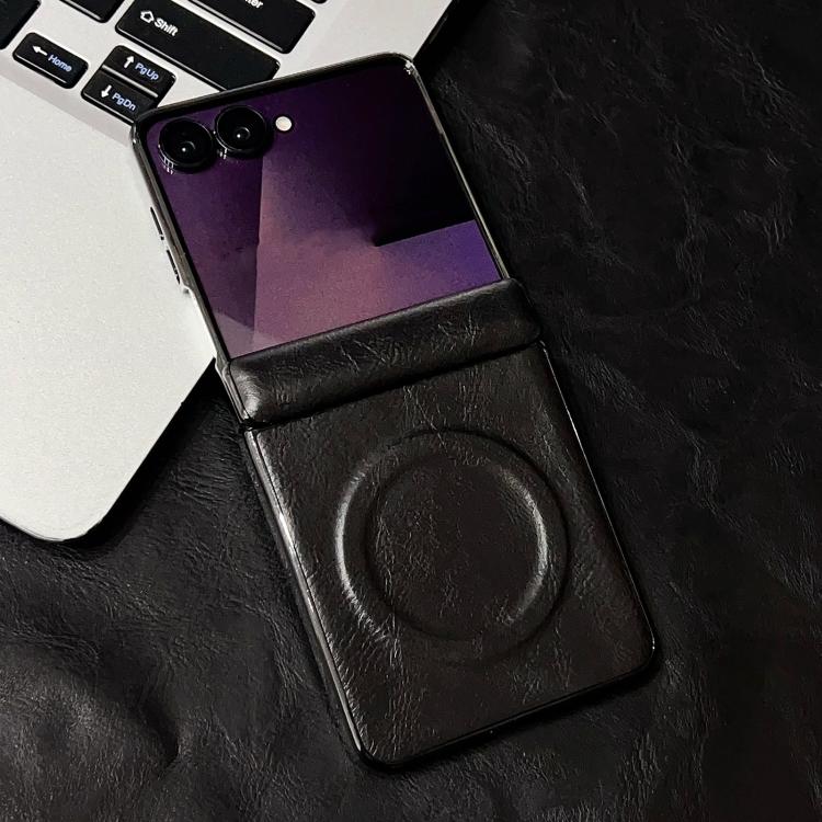 Custodia per telefono con asse magnetico integrato e texture Crazy Horse, dotata di anello magnetico., For Samsung Galaxy Z Flip7