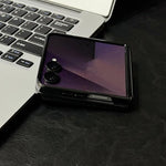 Custodia per telefono con asse magnetico integrato e texture Crazy Horse, dotata di anello magnetico., For Samsung Galaxy Z Flip7