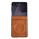 Custodia per telefono con asse magnetico integrato e texture Crazy Horse, dotata di anello magnetico., For Samsung Galaxy Z Flip7