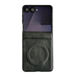 Custodia per telefono con asse magnetico integrato e texture Crazy Horse, dotata di anello magnetico., For Samsung Galaxy Z Flip7