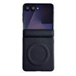 Custodia per telefono in tinta unita con texture effetto pelle e asse magnetico integrato, con anello magnetico., For Galaxy Z Fold8 5G, For Samsung Galaxy Z Flip7