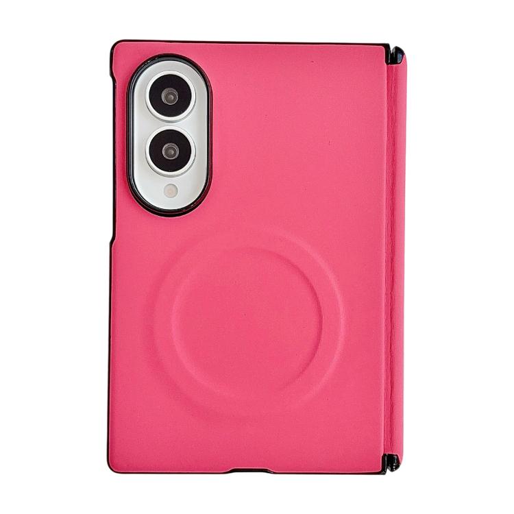 Custodia per telefono in tinta unita con texture effetto pelle e asse magnetico integrato, con anello magnetico., For Galaxy Z Fold8 5G, For Samsung Galaxy Z Flip7