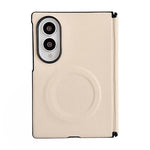 Custodia per telefono in tinta unita con texture effetto pelle e asse magnetico integrato, con anello magnetico., For Galaxy Z Fold8 5G, For Samsung Galaxy Z Flip7