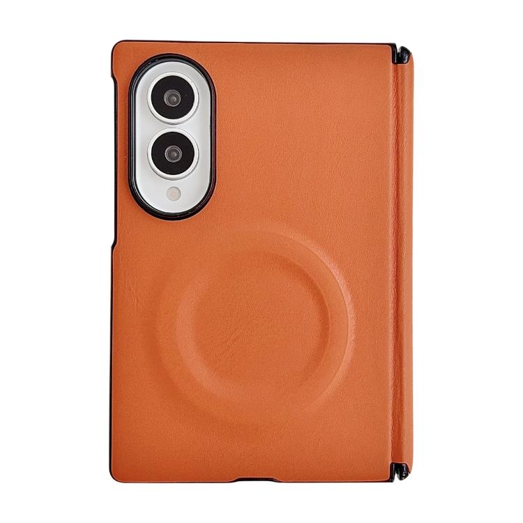 Custodia per telefono in tinta unita con texture effetto pelle e asse magnetico integrato, con anello magnetico., For Galaxy Z Fold8 5G, For Samsung Galaxy Z Flip7