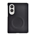 Custodia per telefono in tinta unita con texture effetto pelle e asse magnetico integrato, con anello magnetico., For Galaxy Z Fold8 5G, For Samsung Galaxy Z Flip7