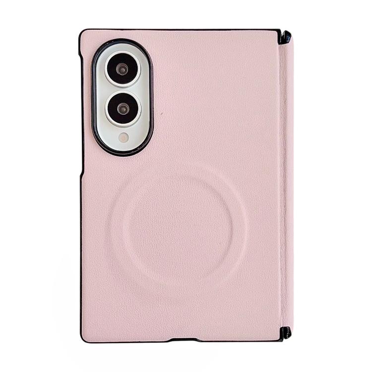 Custodia per telefono in tinta unita con texture effetto pelle e asse magnetico integrato, con anello magnetico., For Galaxy Z Fold8 5G, For Samsung Galaxy Z Flip7