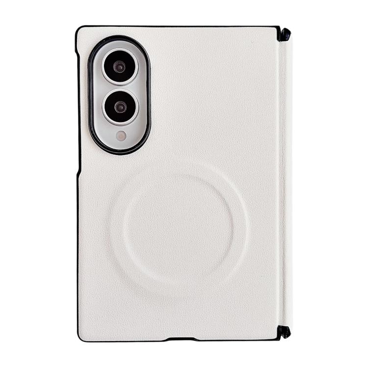Custodia per telefono in tinta unita con texture effetto pelle e asse magnetico integrato, con anello magnetico., For Galaxy Z Fold8 5G, For Samsung Galaxy Z Flip7