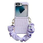 Custodia per cellulare in PC con fibbia laterale a motivo coccodrillo e catena in tessuto fai-da-te, For Samsung Galaxy Z Flip6 5G / Flip7 FE, For Samsung Galaxy Z Flip7 5G, For Samsung Galaxy Z Flip5 5G