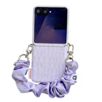 Custodia per cellulare in PC con fibbia laterale a motivo coccodrillo e catena in tessuto fai-da-te, For Samsung Galaxy Z Flip6 5G / Flip7 FE, For Samsung Galaxy Z Flip7 5G, For Samsung Galaxy Z Flip5 5G