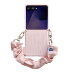 Custodia per cellulare in PC con fibbia laterale a motivo coccodrillo e catena in tessuto fai-da-te, For Samsung Galaxy Z Flip6 5G / Flip7 FE, For Samsung Galaxy Z Flip7 5G, For Samsung Galaxy Z Flip5 5G