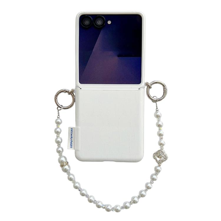 Custodia per telefono in PC con fibbia laterale a motivo coccodrillo e catena di perline fai da te., For Samsung Galaxy Z Flip6 5G / Flip7 FE, For Samsung Galaxy Z Flip7 5G, For Samsung Galaxy Z Flip5 5G