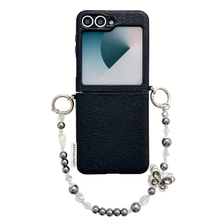 Custodia per telefono in PC con fibbia laterale e motivo nuvola portafortuna e catena a farfalla, For Samsung Galaxy Z Flip6 5G / Flip7 FE, For Samsung Galaxy Z Flip7 5G, For Samsung Galaxy Z Flip5 5G