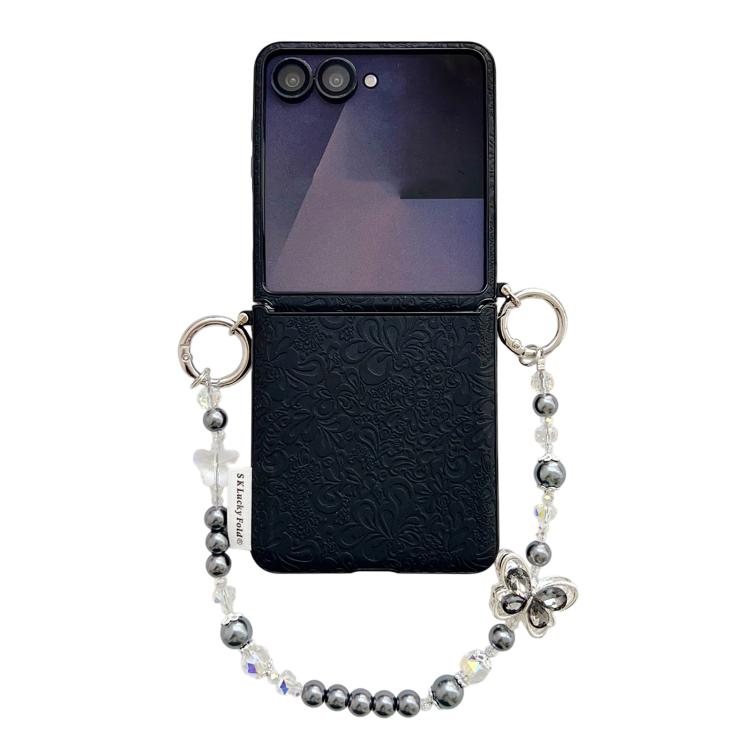 Custodia per telefono in PC con fibbia laterale e motivo nuvola portafortuna e catena a farfalla, For Samsung Galaxy Z Flip6 5G / Flip7 FE, For Samsung Galaxy Z Flip7 5G, For Samsung Galaxy Z Flip5 5G