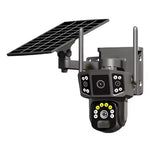 Telecamera di sorveglianza wireless WiFi V380 Pro da 3 MP con doppia lente panoramica e alimentazione solare.