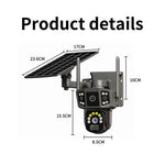 Telecamera di sorveglianza wireless WiFi V380 Pro da 3 MP con doppia lente panoramica e alimentazione solare.