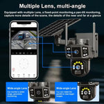 Telecamera di sorveglianza wireless WiFi V380 Pro da 3 MP con doppia lente panoramica e alimentazione solare.