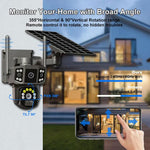 Telecamera di sorveglianza wireless WiFi V380 Pro da 3 MP con doppia lente panoramica e alimentazione solare.