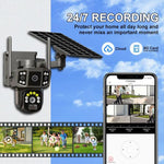 Telecamera di sorveglianza wireless WiFi V380 Pro da 3 MP con doppia lente panoramica e alimentazione solare.