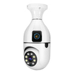 Telecamera PTZ wireless V380 Pro da 4 MP a colori con doppia lente, Wi-Fi a 2,4 GHz e attacco E27, con visione notturna.