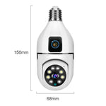 Telecamera PTZ wireless V380 Pro da 4 MP a colori con doppia lente, Wi-Fi a 2,4 GHz e attacco E27, con visione notturna.