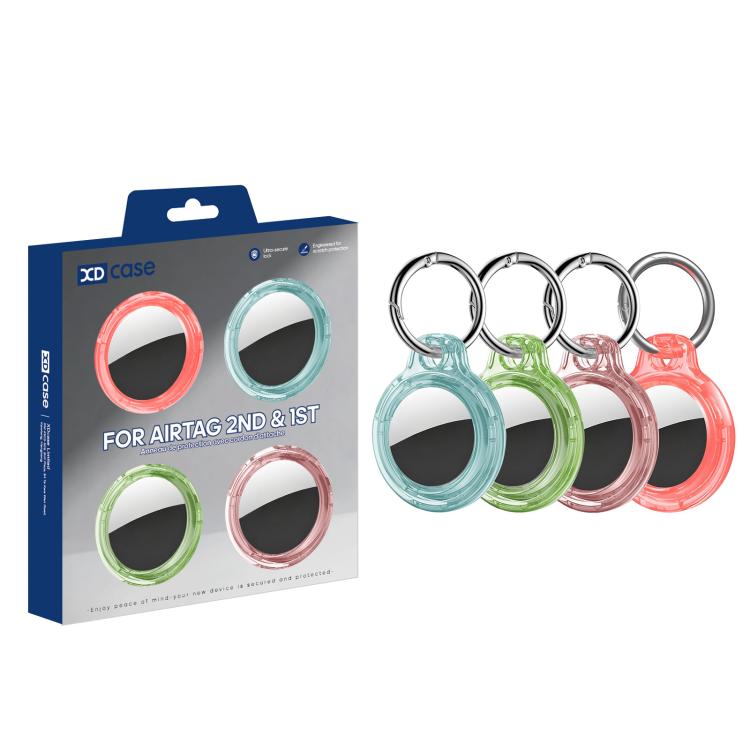 XDcase - Set di 4 custodie protettive rigide trasparenti in PC con portachiavi, 4PCS (Transparent Black Green Blue), 4PCS (Transparent Blue Green Red Pink)