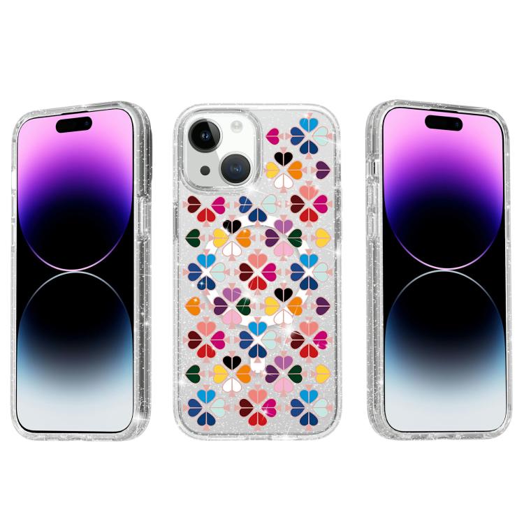 Custodia magnetica per telefono con motivo a cuori rossi e cristalli scintillanti, For iPhone 15 Plus, For iPhone 15, For iPhone 14 Plus, For iPhone 14